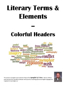 Preview of Literary Terms and Elements - Colorful Headers