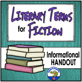 Preview of Literary Terms for Fiction Handout - Story Elements with Easel Activity