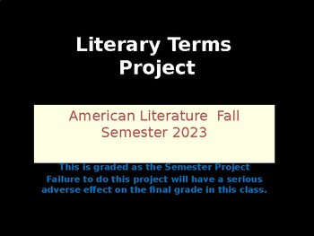 Preview of Literary Terms project assignment (editable PPT)