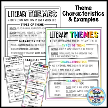 Literary Themes Notes | Theme Examples by Miss Fab Vocab | TpT