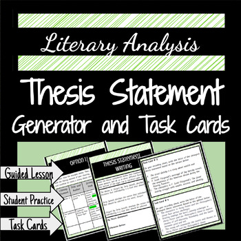 Preview of Literary Analysis Thesis Statement: Lesson, Practice, and Task Cards