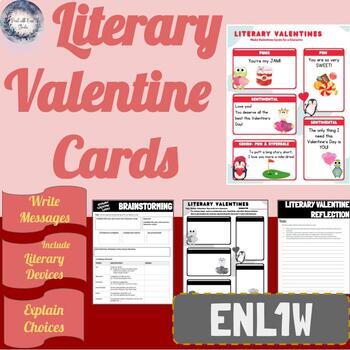 Preview of Literary Valentine Cards - ENL1W for Literary Device Practice