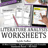 Literature Analysis Worksheets, Printable and Digital