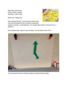 Preview of Literature Based Telling Time Math Activity/Game