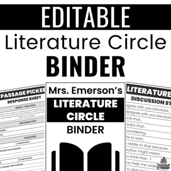 Preview of Literature Circle Binder (Printable and Digital) | EDITABLE