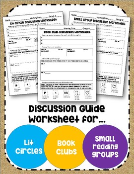 book club discussion sheet worksheets teaching resources tpt