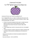 Literature Circle Jobs and Directions Fifth Grade Common C