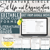 Literature Circle Organization & Set Up | Editable Forms |