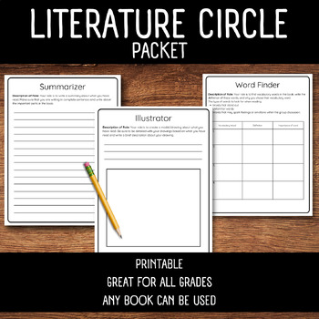 Preview of Literature Circle Packet | Novel Studies | Printable