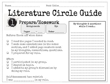Preview of Literature Circle Role Student Guides