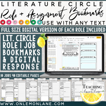 Preview of Literature Circle Roles Jobs | BUNDLE | Editable in Google | Distance Learning