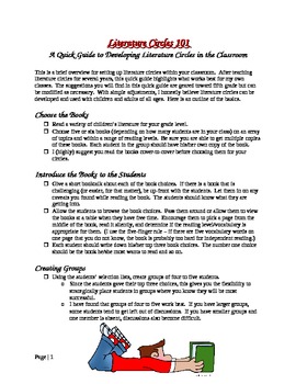 Preview of Literature Circles 101 - A Quick Guide to Developing Literature Circles