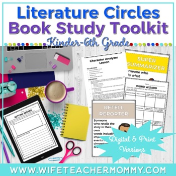 Preview of Book Study Template & Literature Circles Activities Lower & Upper Grade Bundle