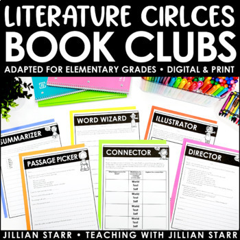 Preview of Literature Circles - Book Clubs | Roles & Reflection Pages | Print and Digital