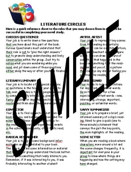 Preview of Literature Circles Reference Sheet