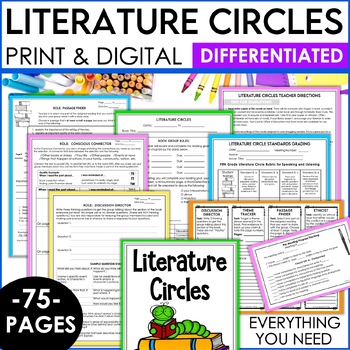 Preview of Literature Circles Roles and Book Clubs Activities & Reading Response Sheets
