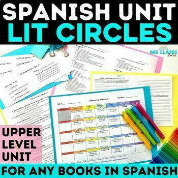 Preview of Literature Circles for Spanish Class Novels Editable Google Lit Circle Unit