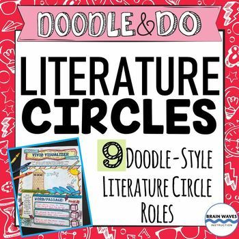 Preview of Literature Circles w/ 9 Doodle Literature Circle Roles & Rubrics - Collaboration