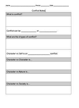 Preview of Literature Conflict Note Sheet