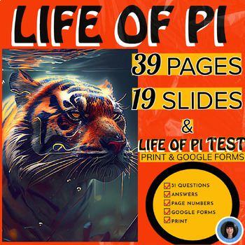 Preview of Life of Pi | Life of Pi teacher notes, test in Google Forms & print, plot graph