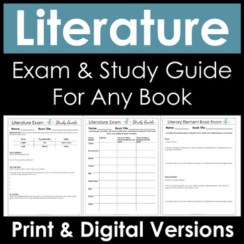 Preview of Literature Exam for Any Book, Test for Literature Circles - Middle & High School