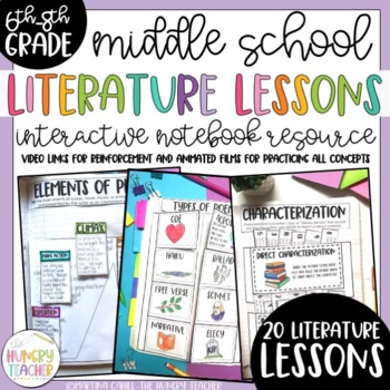 Preview of Literature Interactive Notebook for Literary Elements Activities | Middle School