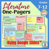 Literature One-Pager Graphic Organizers for Any Novel | Digital