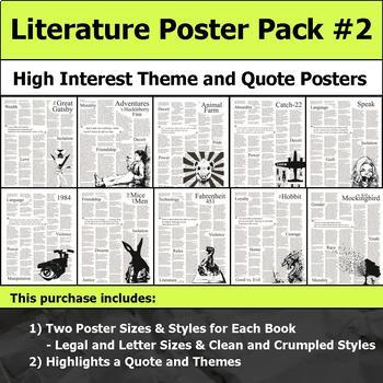 Preview of Literature Poster Bundle #2 - High Interest and Engaging Theme and Quote Posters