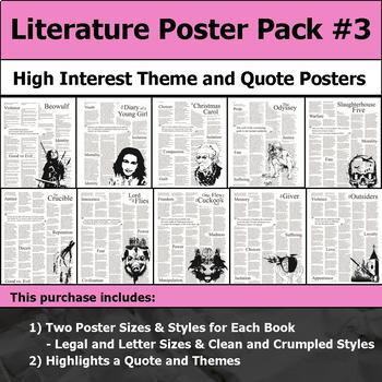 Preview of Literature Poster Bundle #3 - High Interest and Engaging Theme and Quote Posters