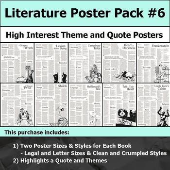 Preview of Literature Poster Bundle #6 - High Interest and Engaging Theme and Quote Posters
