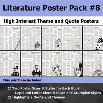 Preview of Literature Poster Bundle #8 - High Interest and Engaging Theme and Quote Posters