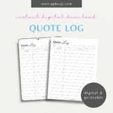 Literature Quote Log Printable Template | Book Quote Speec
