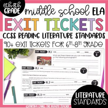 Preview of Literature Reading Exit Tickets for Formative Assessment or Quizzes 6th 7th 8th