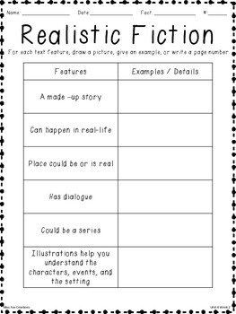 Literature - Realistic Fiction Features by Miss Fox | TpT