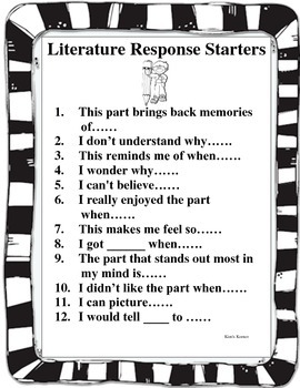 sentence starters for a literature review