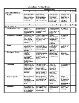 grading rubric for literature review