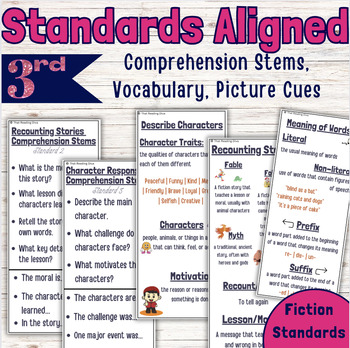 Preview of 3rd Grade Literature Standards | Comprehension Bookmarks | Sentence Stems