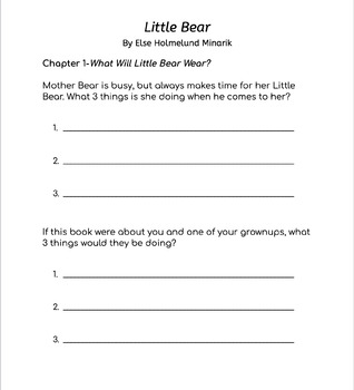 Preview of Literature Study Guide for "Little Bear" by Else Holmelund Minarik