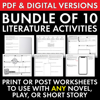Preview of Literature Supplement Bundle, PDF & Google Drive, 10-Pack of Fun Activities