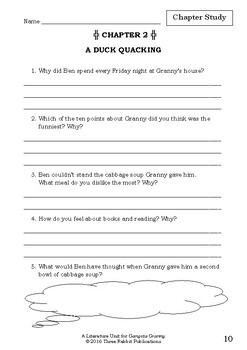 Literature Unit Gangsta Granny David Walliams Novel Study Worksheets