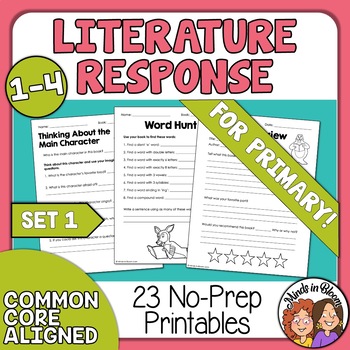 Preview of Reading Response Printables for Primary Set 1: 23 No-Prep Pages for Any Book