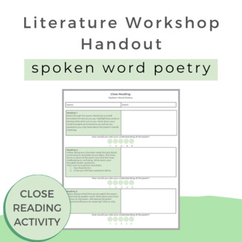 Preview of Literature Workshop Handout: Spoken Word Poetry | Free Download