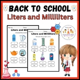 Liters And Milliliters  Activity Back To School