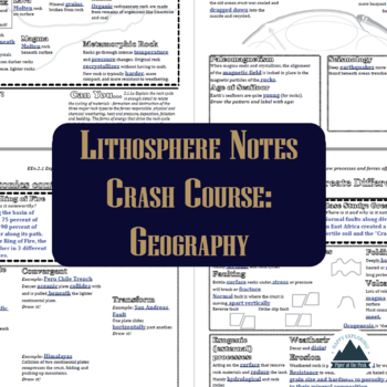 Preview of Lithosphere- Graphic Notes for Crash Course Geography