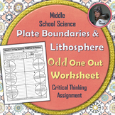 Plate Tectonics and Lithosphere Odd One Out Worksheet