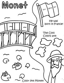 Preview of Little Artist Coloring and Activity Page- Monet