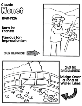 Preview of Little Artists Coloring Page- Claude Monet