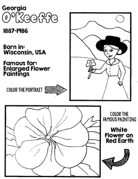 Preview of Little Artists Coloring Page- Georgia O'Keeffe