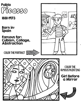 Preview of Little Artists Coloring Page- Pablo Picasso