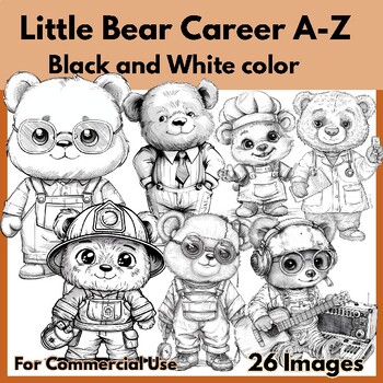 Preview of Little Bear Career A-Z  Black and White color